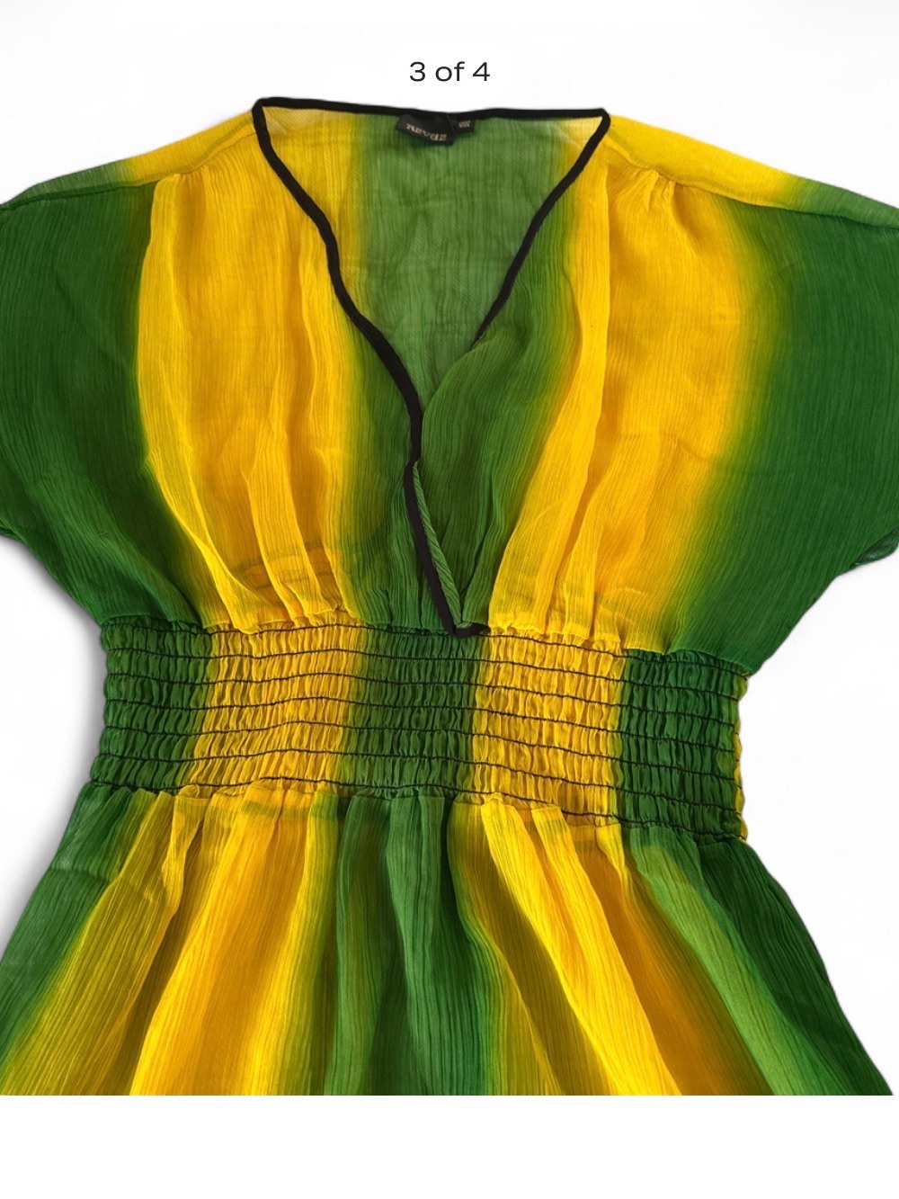 Vibrant Yellow & Green sheer  Smocked Waist Dress/cover-up’s